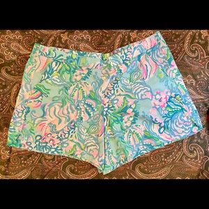 Lilly Pulitzer shorts, size L, 5” inseam, elastic back, 2 front & 1 back pocket